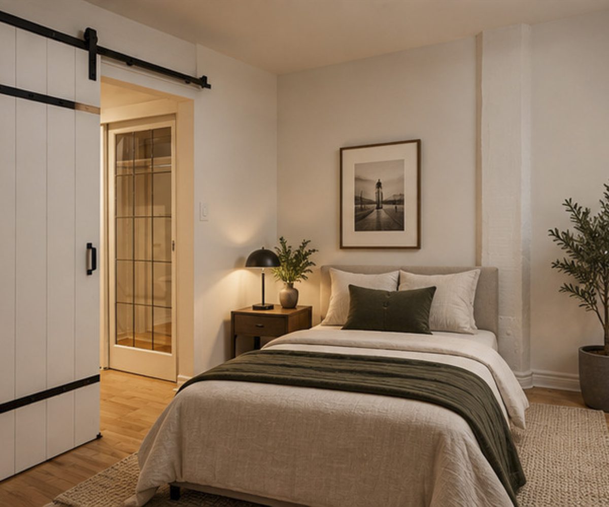 09 Bedroom 1 with Barn Door Bed