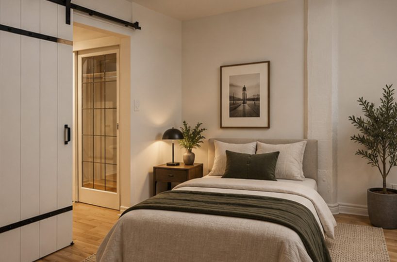 09 Bedroom 1 with Barn Door Bed